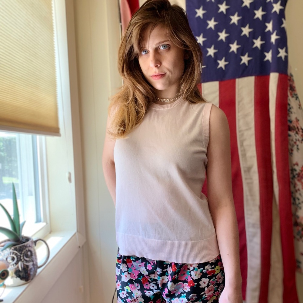 J. Crew High Neck Baby Pink Sweater Dress Tank Top